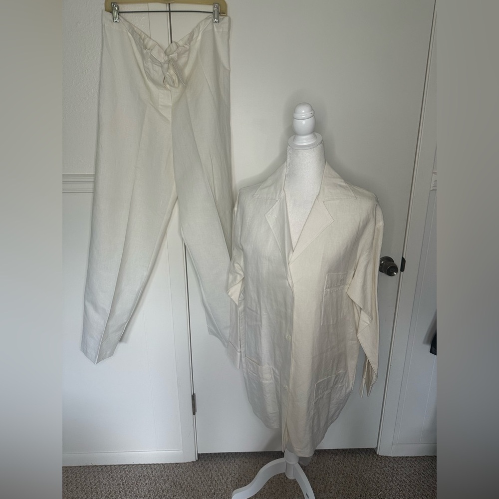 Victoria's Secret Vintage Gold label white Cotton-Linen Blend Set size M